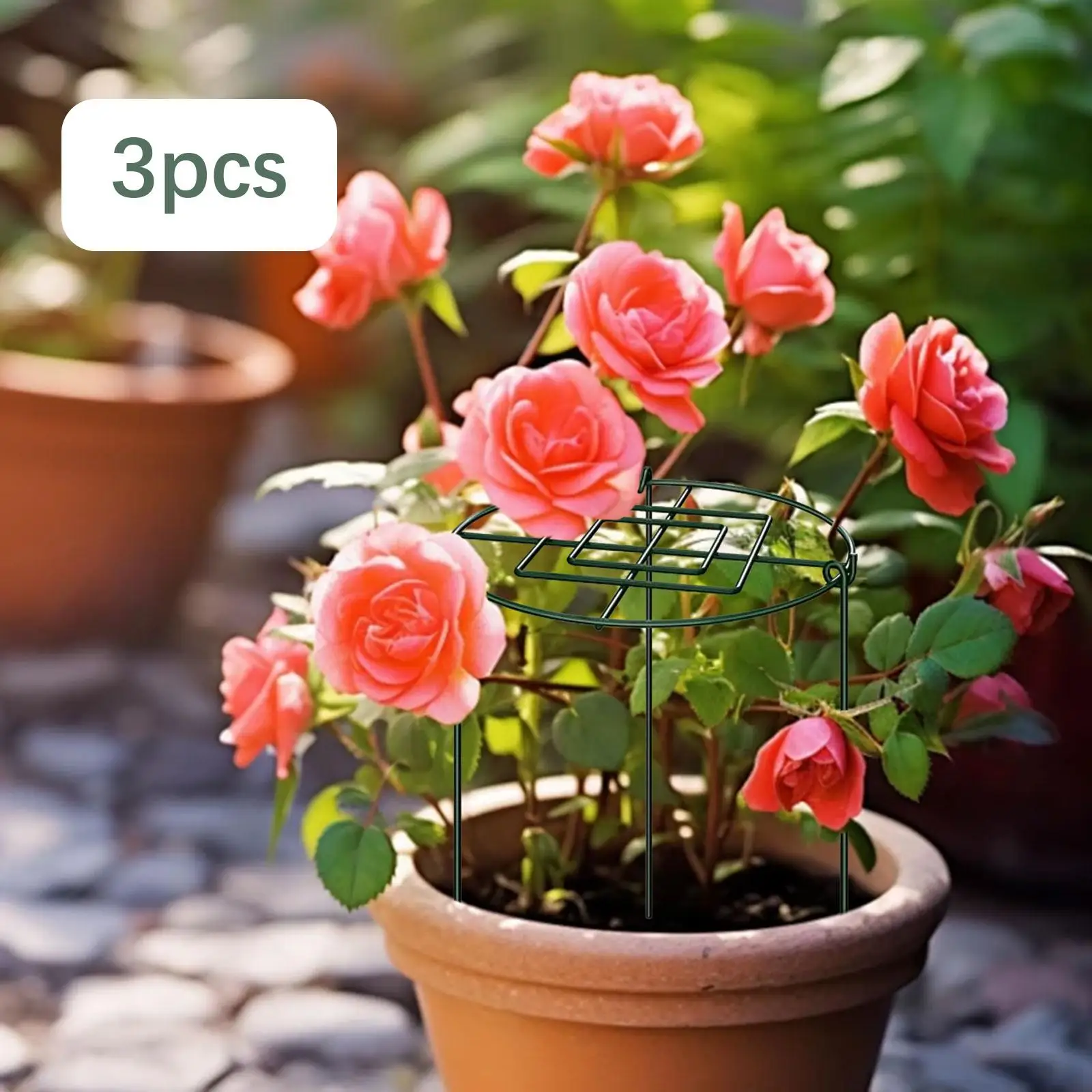 3x Peony Support Cage Stakes Grow through Hoops for Orchid Lupin Tall Plants