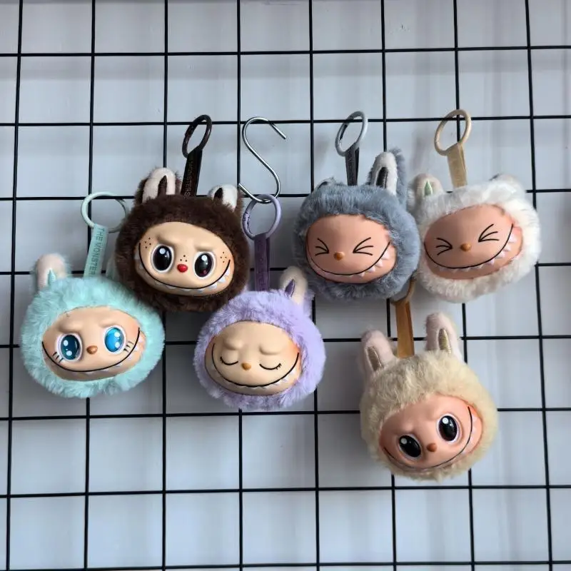 Labubu The Monsters Box دمى وجه من الفينيل 1:1 طبق الاصل من القطيفة المتحركة على شكل قلب معكرون دمى معلقة شخصيات كاواي نموذج ألعاب