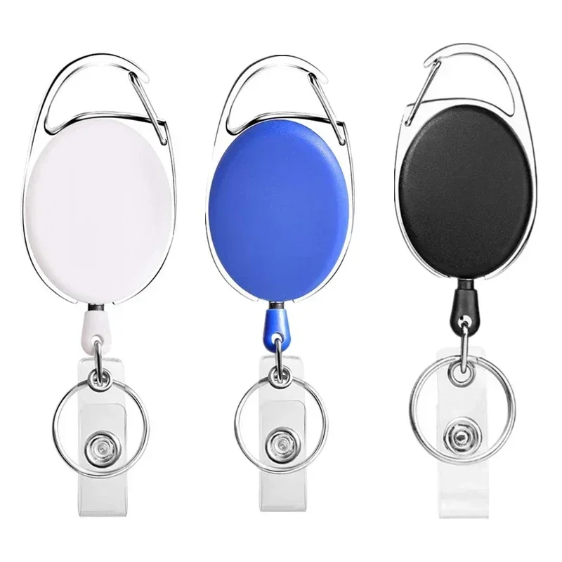 1pc Transparent Double Cards Slots ID Tag Badge Holder with Badge Reel 2 Cards Storage Organizer Employee Pass Work Card Case