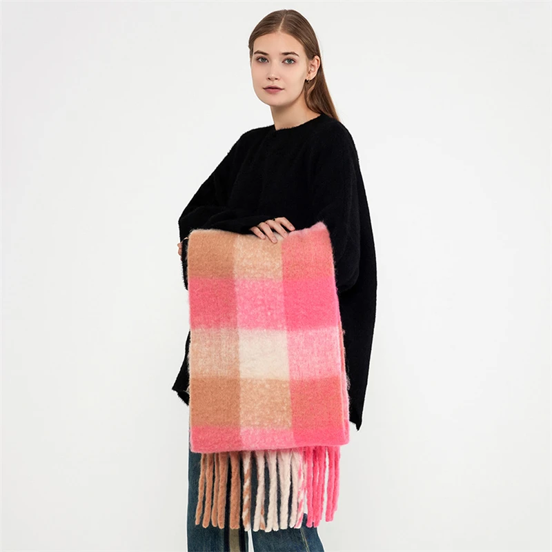 Winter Cashmere Women Scarf Female Luxury Brand Scarves Lady Tassel Bandana Women Solid Shawl Wraps Foulard Poncho Pashmina