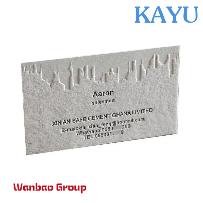 Custom  Luxury custom printing debossed/emboss 500gsm cotton paper cardboard name business card