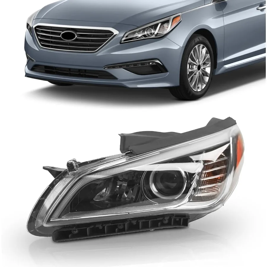 

Halogen Headlight Assembly Left Driver Side for 2015 2016 2017 Hyundai Sonata Automotive Lighting Replacement with High Visibil