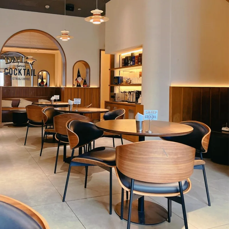 Retro Bar Tavern Cafe Reception Area Western Restaurant Coffee Shop Dining Restaurant Negotiation Table and Chair Combination
