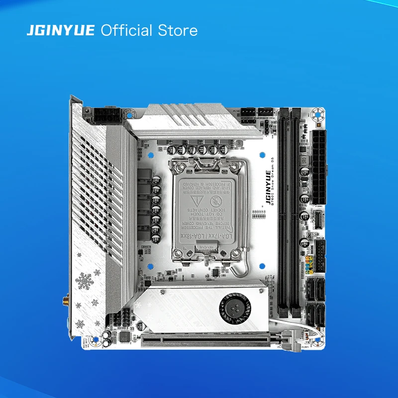 jginyue b760i placa mae lga 1700 suporte intel core 12th 13th ddr5 memoria ram mais recente mini itx b760i snow dream d5 01