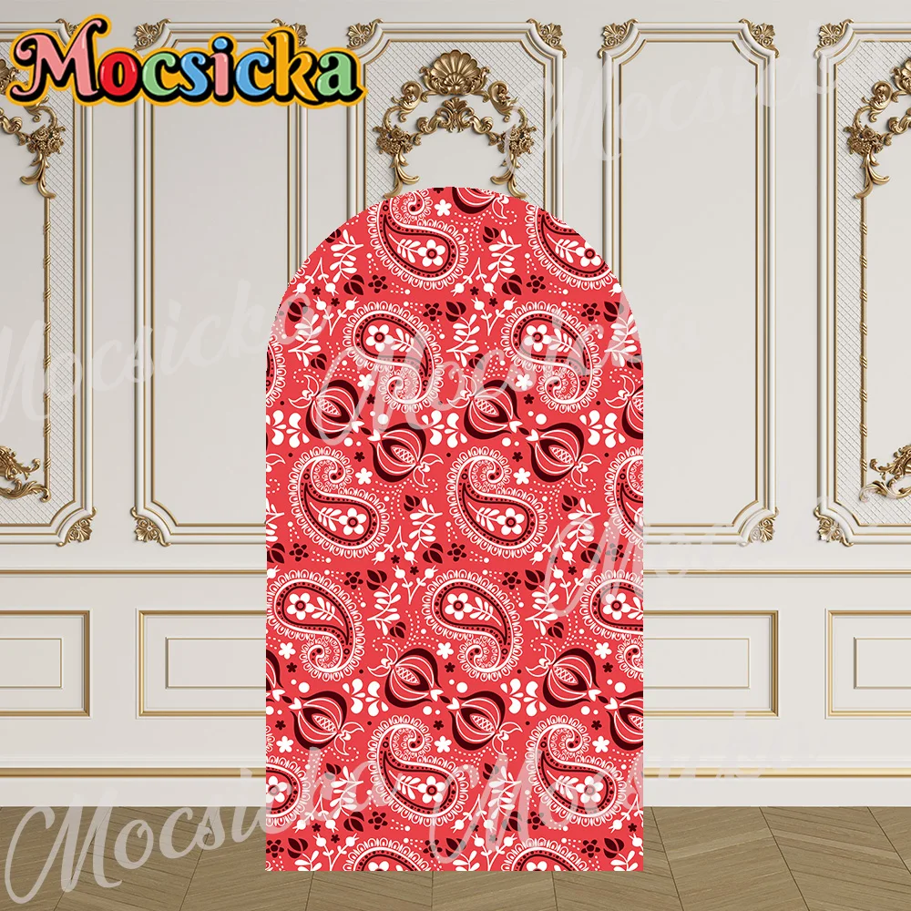 Mocsicka 2-Sided غطاء قوس الأحمر باندانا خلفية استحمام الطفل قوس جدار Kids1st حفلة عيد ميلاد حفلة موسيقية الخلفيات للصور