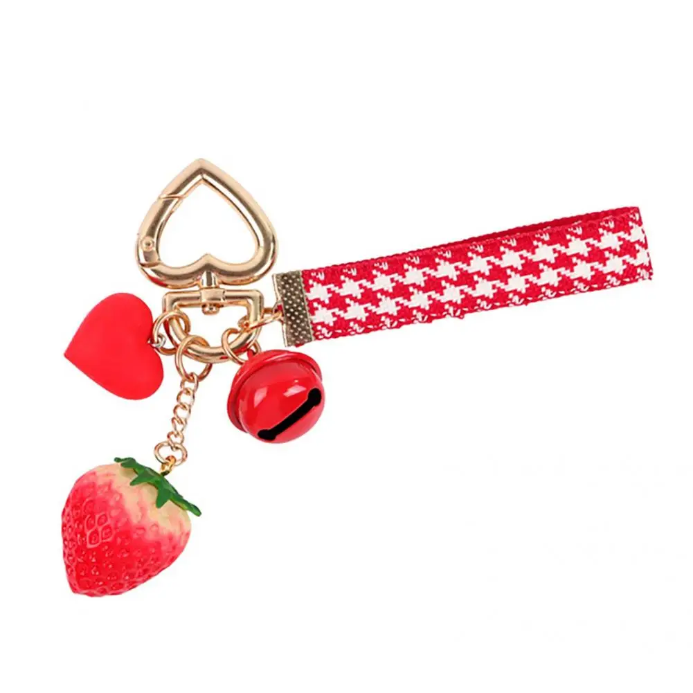 Mini CADENA DE dijes de aplicación amplia que no se decolora, Linda llave, corazón de amor, 3D, campana de fresa, mochila colgante para niña