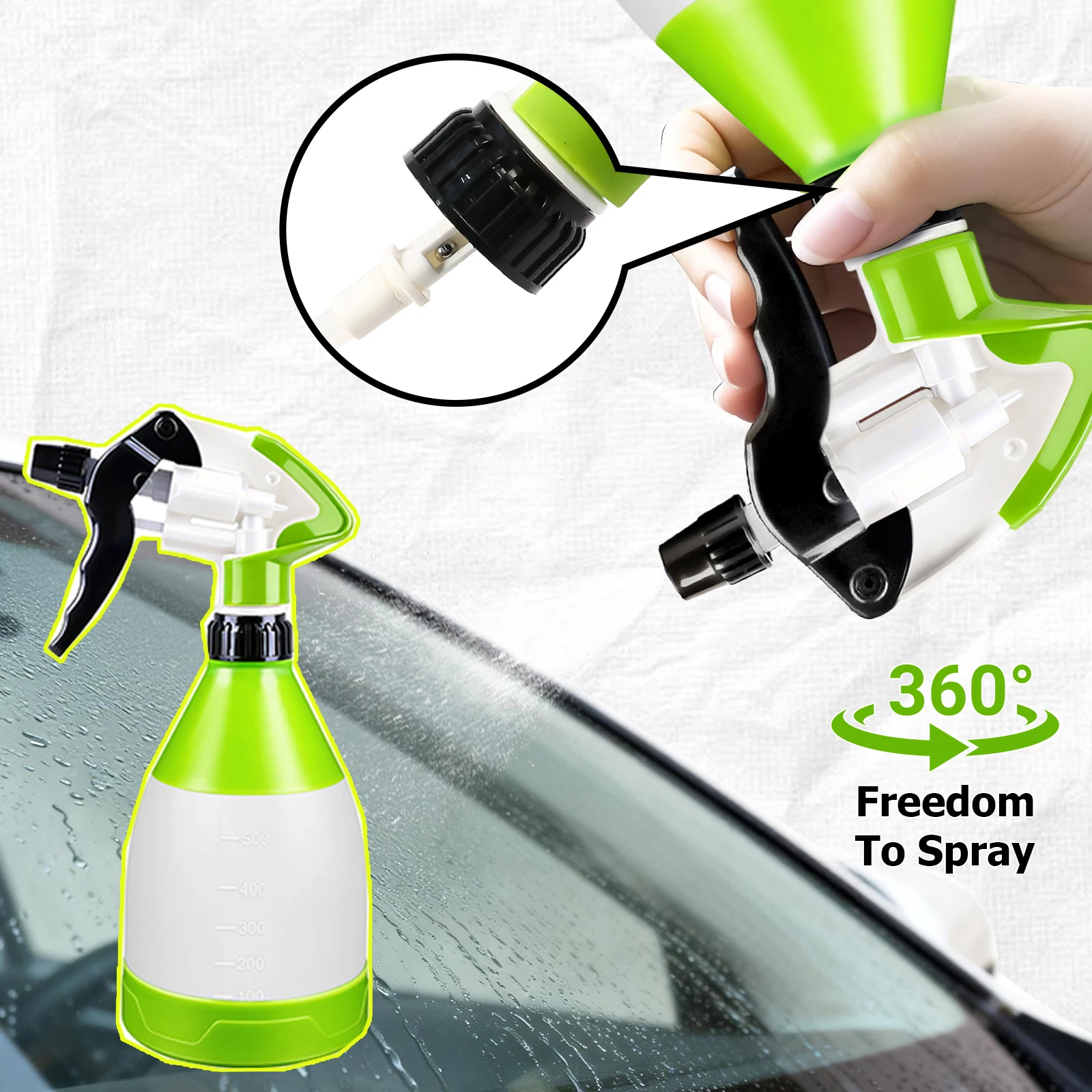500ml Leak-Free Chemical Resistant 360 Degree Spray Bottle Works Even Upside Down 9 1/4 Dip Tube for Auto Car Detailing