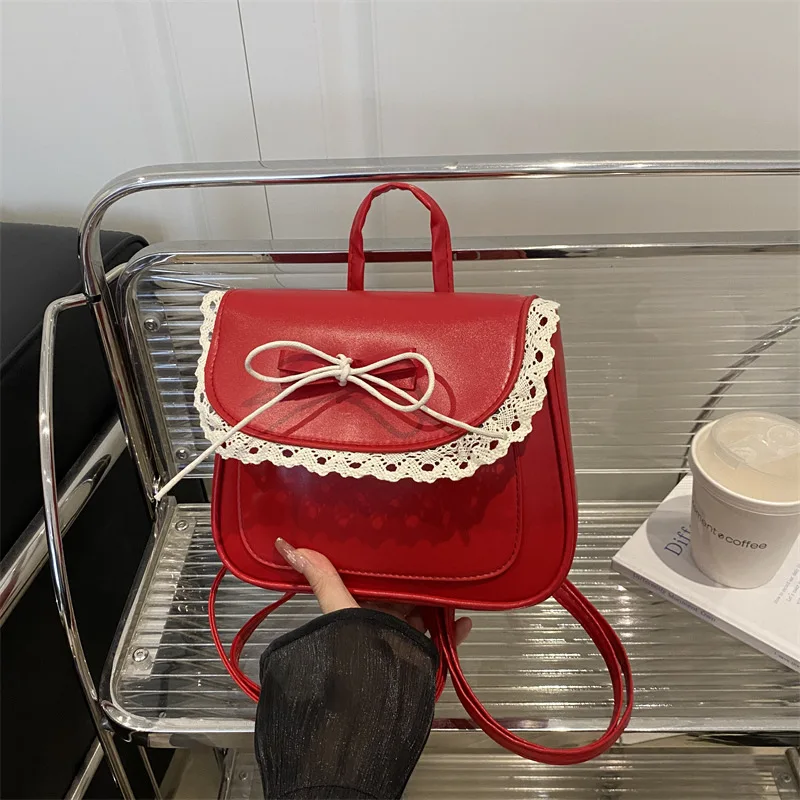 Sweet Fashion Simple Design Butterfly Knot Trendy Casual Single Shoulder Slant Cross Handbag Small Square Bag