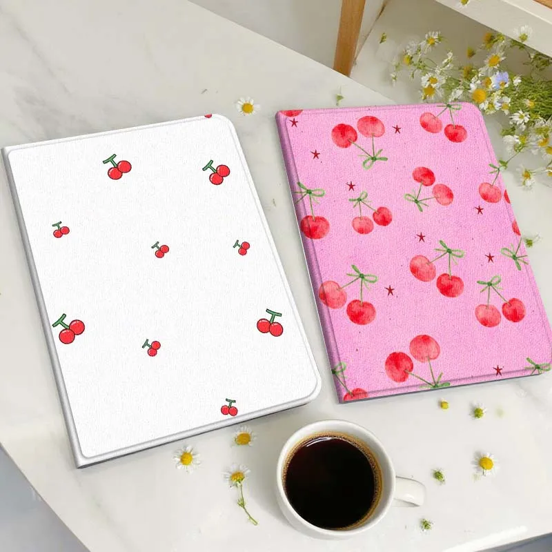 

Cartoon Red Cherry Pattern Tablet Case For Huawei Honor MatePad MediaPad Air 5 6 7 11 V6 V7 V8 V9 X9 X8 T10 T10s C5e T5 Gift