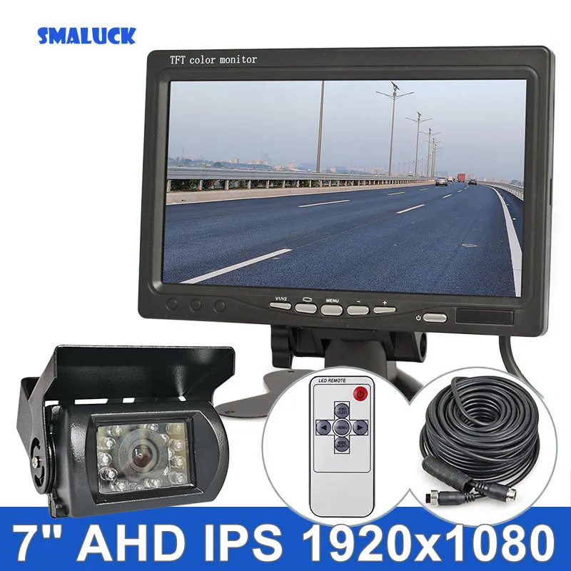 

SMALUCK 7-дюймовый автомобильный монитор AHD IPS, монитор заднего вида, водонепроницаемая камера ночного видения 1080P AHD, камера заднего вида для автобуса, самолета, грузовика