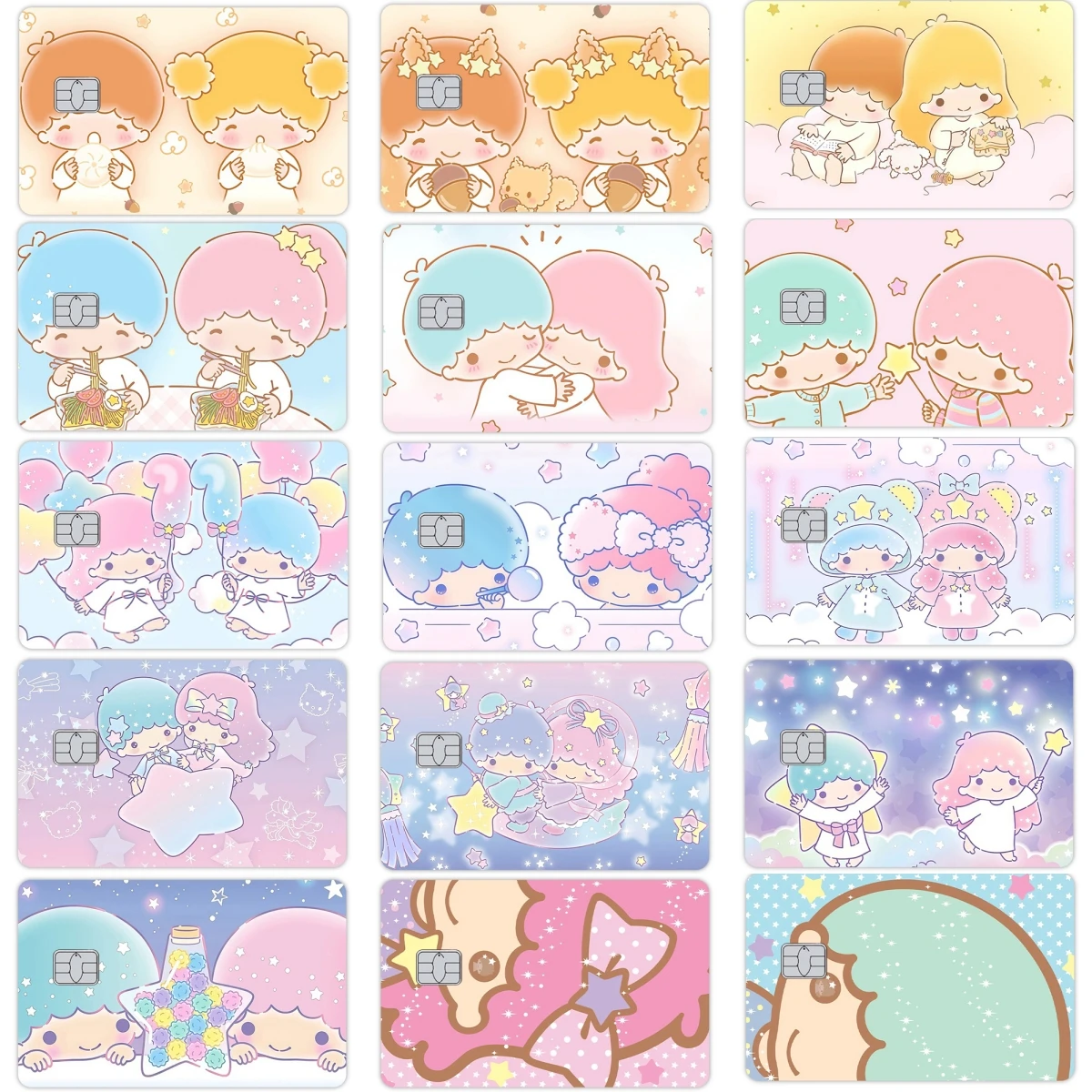 

Girly Heart Little Twin Stars Kawaii аниме кредитная дебетовая карта наклейки на кожу пленка обложка мультфильм студенты Diy водонепроницаемая наклейка подарок