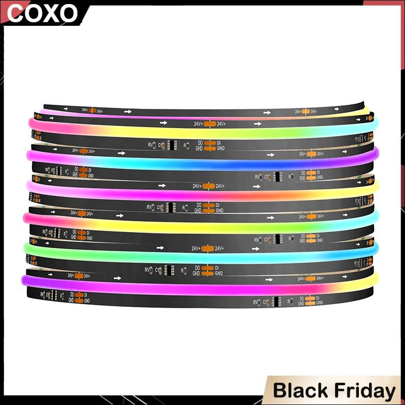 SPI COB LED Strip Light RGB+IC WS2811 Addressable 420LEDs/m Dream Color WS2812B High Density Flexible COB FCOB Led Lights RA90