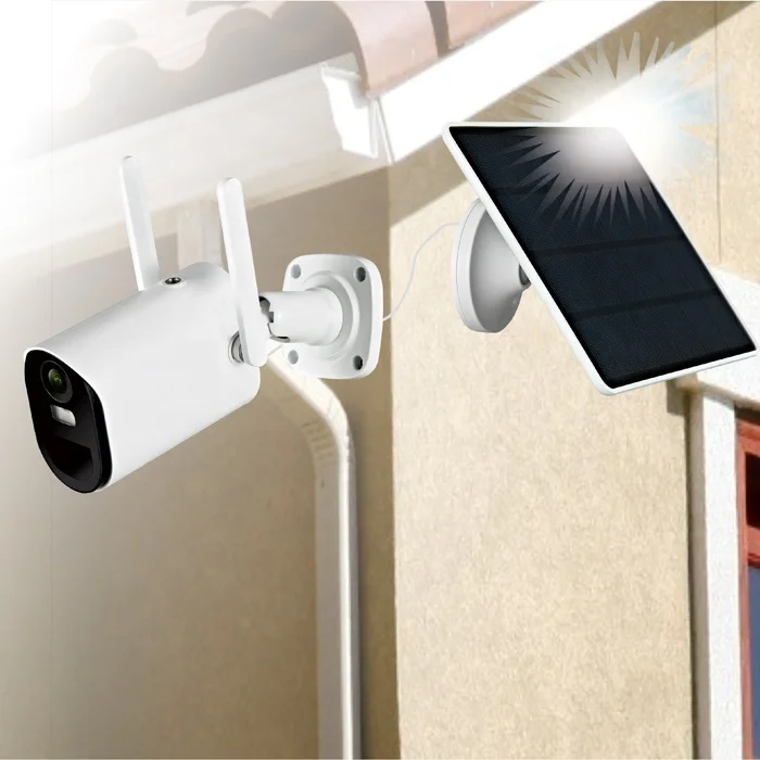 كاميرا مراقبة منخفضة الطاقة تعمل بالطاقة الشمسية تعمل بالواي فاي/4G 4MP كشف الحركة كاميرا IP لاسلكية قابلة لإعادة الشحن تعمل بالطاقة الشمسية تطبيق UBOX
