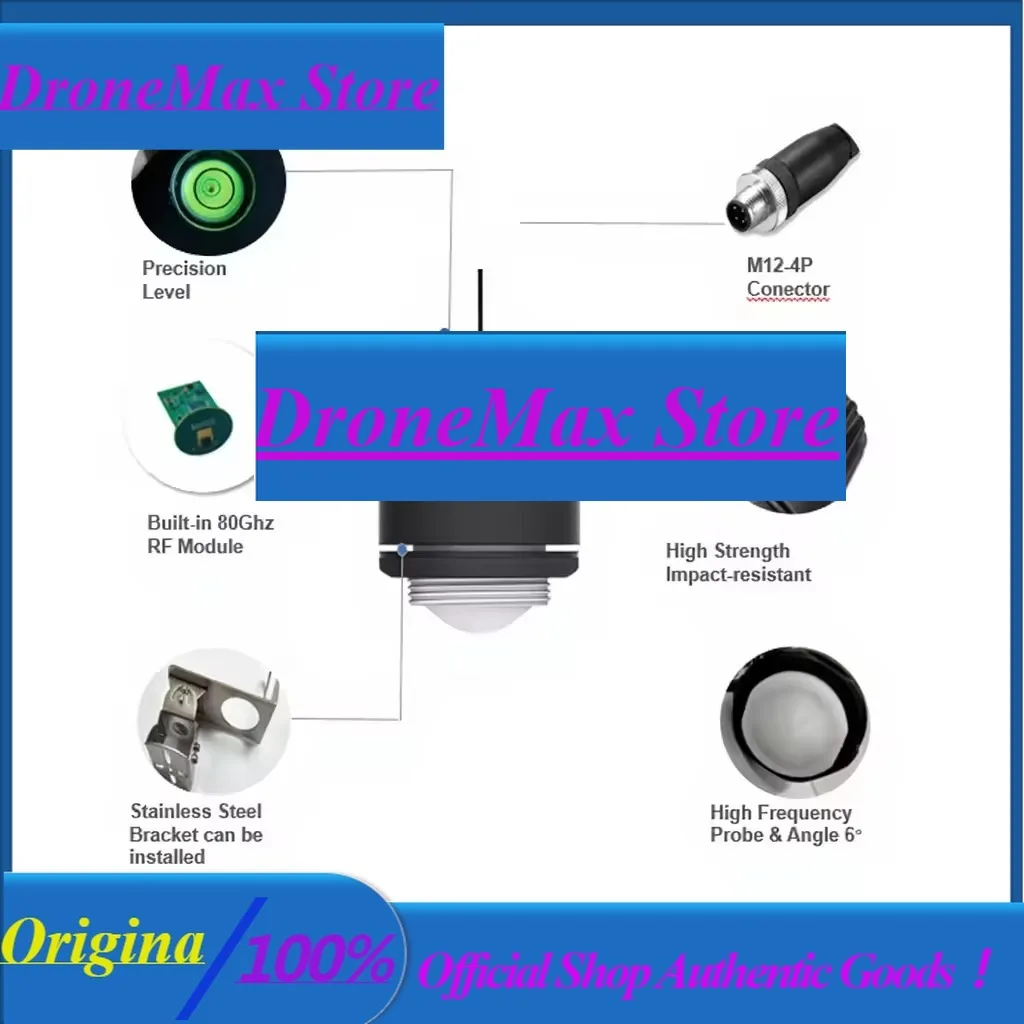 DroMaLDRR04B Millimeter Wave Radar 80GHz Liquid 0.1~40m Water Level Radar Sensor Controller Open Channel & Waste Water Monitorin