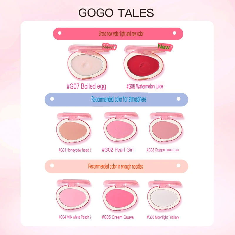 Gogo Dance Single-Color Blush Palette Low-Saturation Milk Apricot Natural Blush Palette Expandable Contraction for Makeup