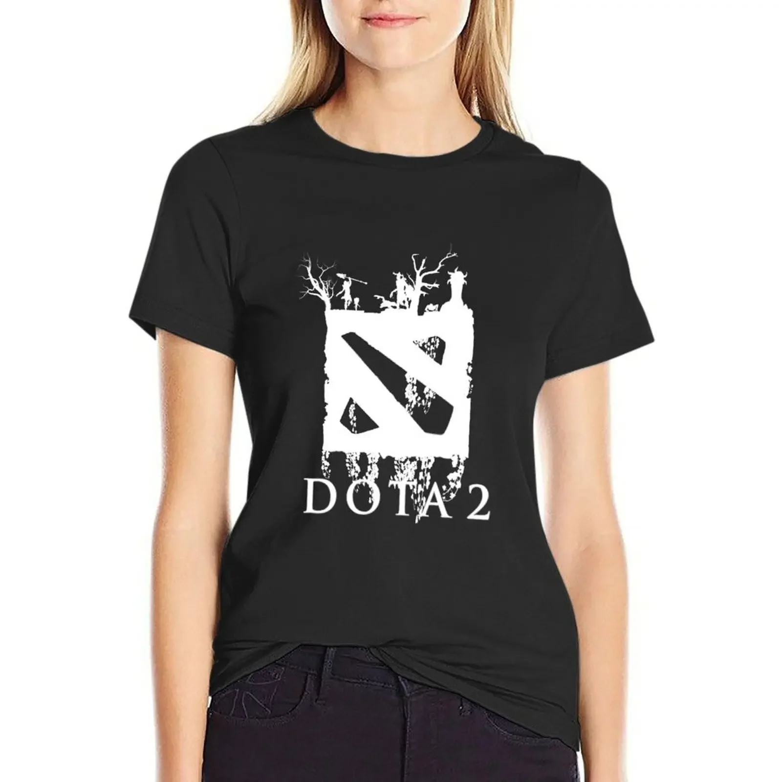 Dota 2 White Ink T-Shirt cute clothes sublime cotton t shirts Women