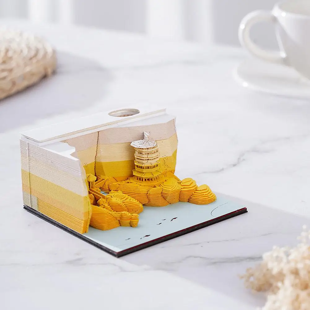 Note Desk Calendar Without Calendar Creative 3D Three-dimensional Paper Sculpture Landscape Office Desktop Decoration