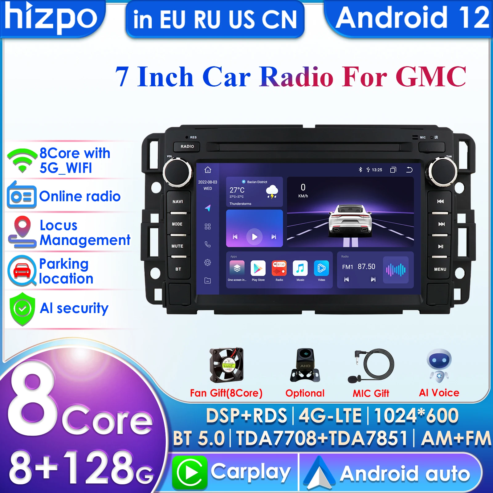 7''7862 8+128 DSP Android Car Radio for Chevrolet Silverado Impala Traverse Avalanche Express GMC Yukon Sierra Acadia Savana GPS