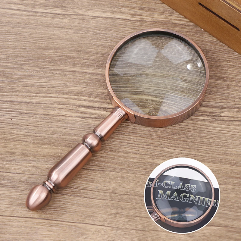 Retro Metal Magnifying Glass 20X Portable High Magnification Reading Mirror With Detachable Handle For Identification