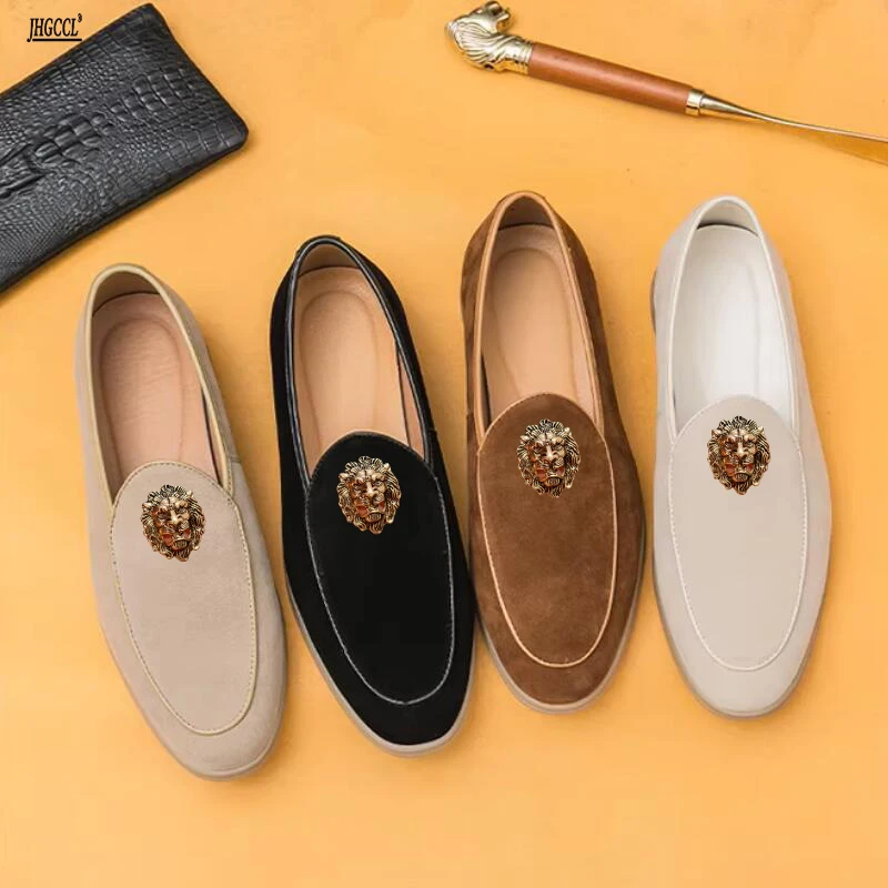 

New European genuine leather men's soft-soled business casual leather breathable sandblasted loafers A15