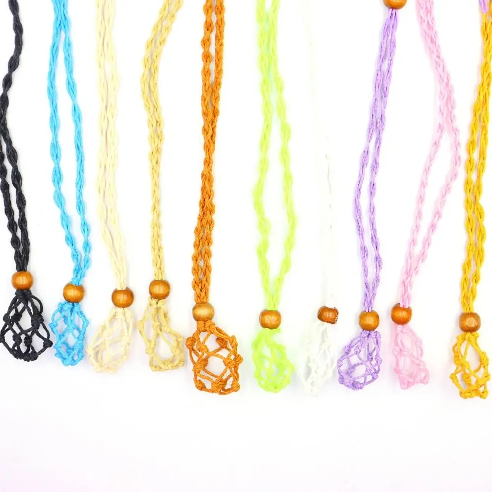 Adjustable Net Bag Braided Necklace Retro style Durable Net bag necklace fashion Exquisite Crystal Stone Pendant Necklace Men