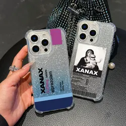 Hot XANAX Chill Pill Phone Case For iPhone 16 15 14 13 12 11 Mini Pro Max X XR XSMax 7 8 Plus Anti Fall Bling Clear Back Cover