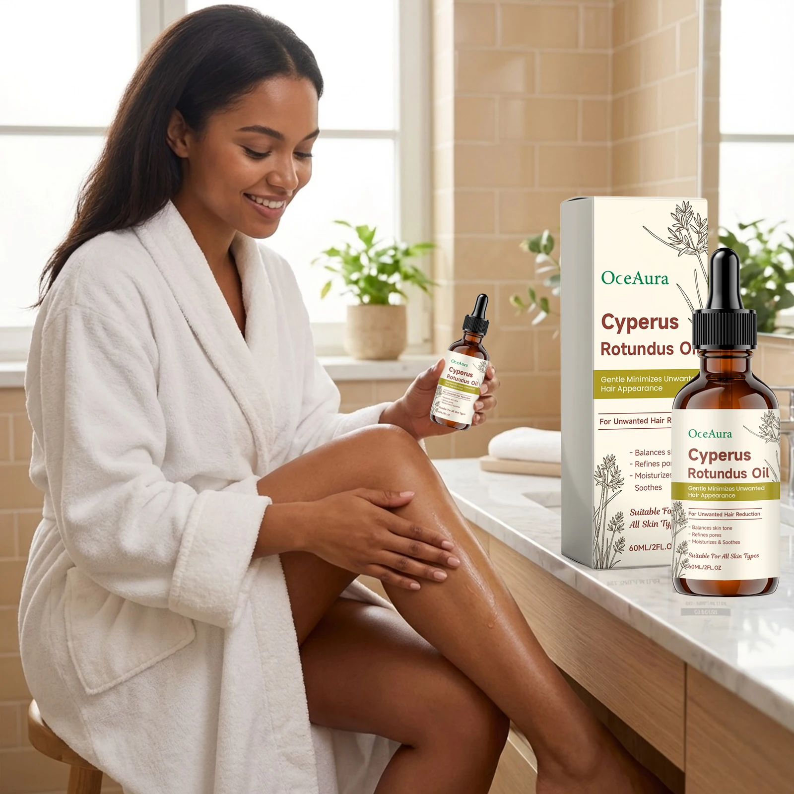 Oceaura Hair Removal Oil Moisturizing Gentle Hair Removal Soothing Redness Smoothing Hair Softening Repair Cyperus Rotundus Oil