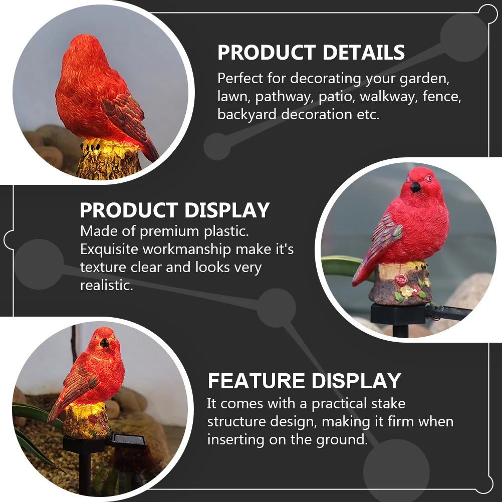 

Solar Lamp Bird Ornament Garden Stake Lights Exquisite Workmanship Realistic Texture Warm Atmosphere Patio Pathway