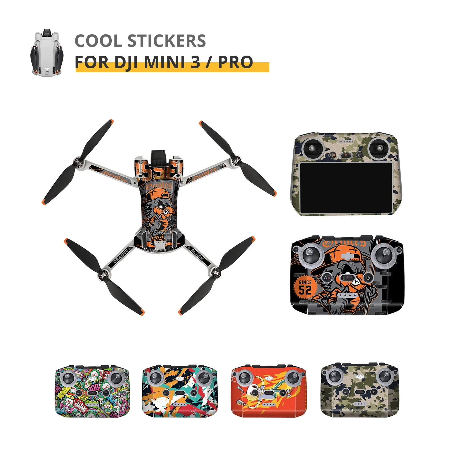 Miếng Dán Da DJI MINI 3 Pro Dán Bảo Vệ Nhựa PVC Chống Thấm Nước Miếng Dán Máy Bay Không Người Lái Da Toàn Thân Bảo Vệ Cánh Tay DJI RC N1 Drone phụ Kiện