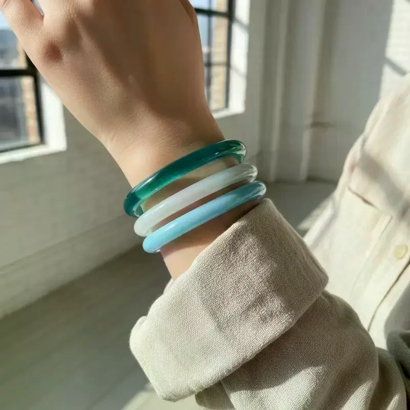 Bracelet Set Bohemia Blue Acrylic Resin Bangle Stackable Lightweight Beach Vacation Jewelry For Women Gift Fashion