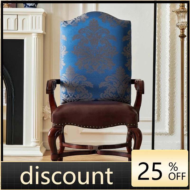 LMM Solid Wood Sofa Chair Golden Silk Teak Leather Living Room Single Leisure Chair