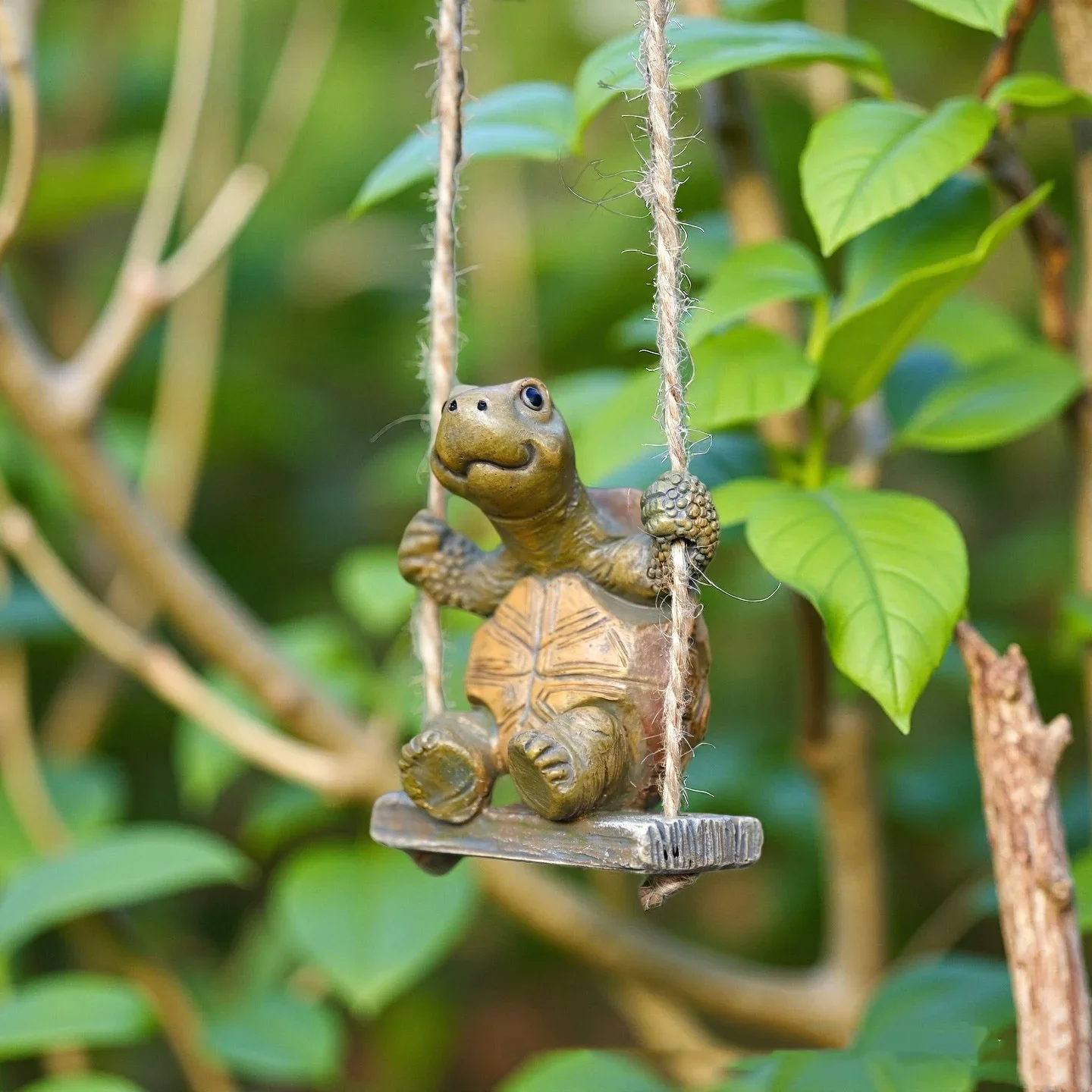 Funny Whimsical Turtle Swings on The Swing Tortoise Action Figure Creative Resin Statue Garden Courtyard Decor Ornament Gift