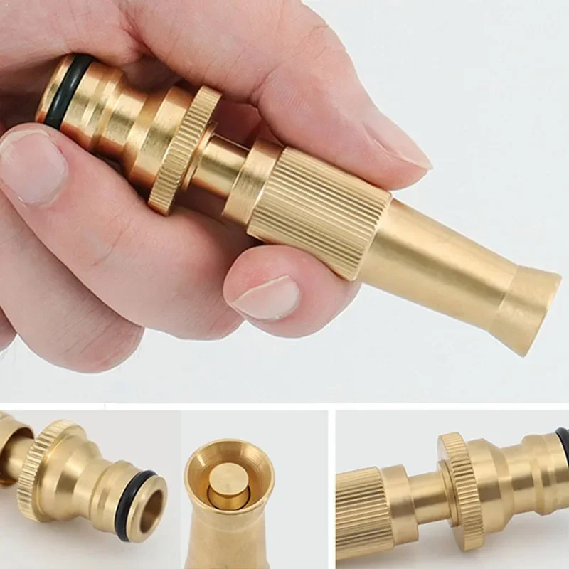Spray Nozzle Water Gun Brass High Pressure Direct Spray Quick Connector Home Hose Adjustable Pressure Garden Sprinkler image 4