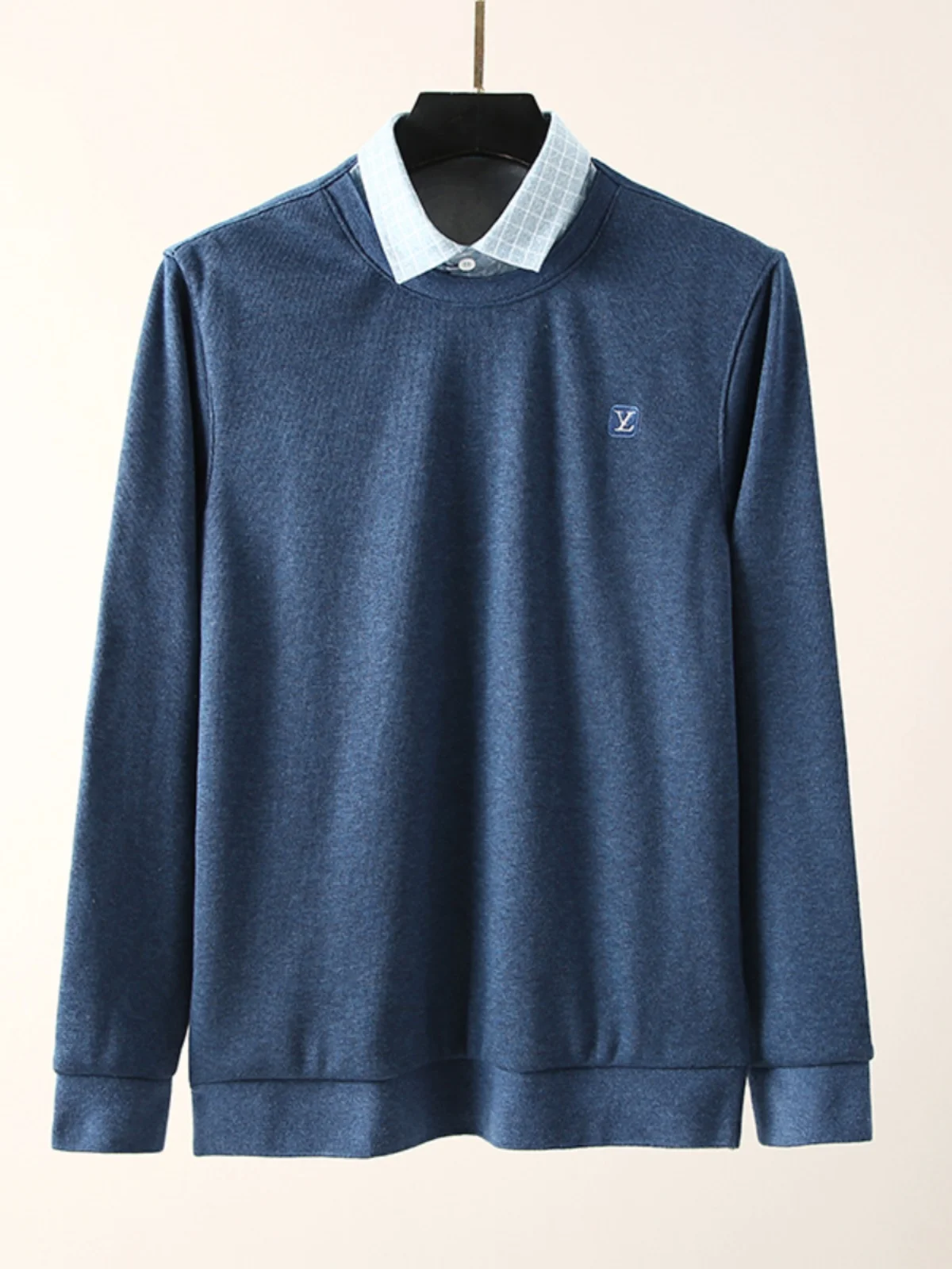 الرجال Thiened Fce اصطف irt طوق وهمية قطعتين قمة دافئة سهلة الرعاية لا بيلينغ الخريف الشتاء Faion الحضرية Sle متماسكة...