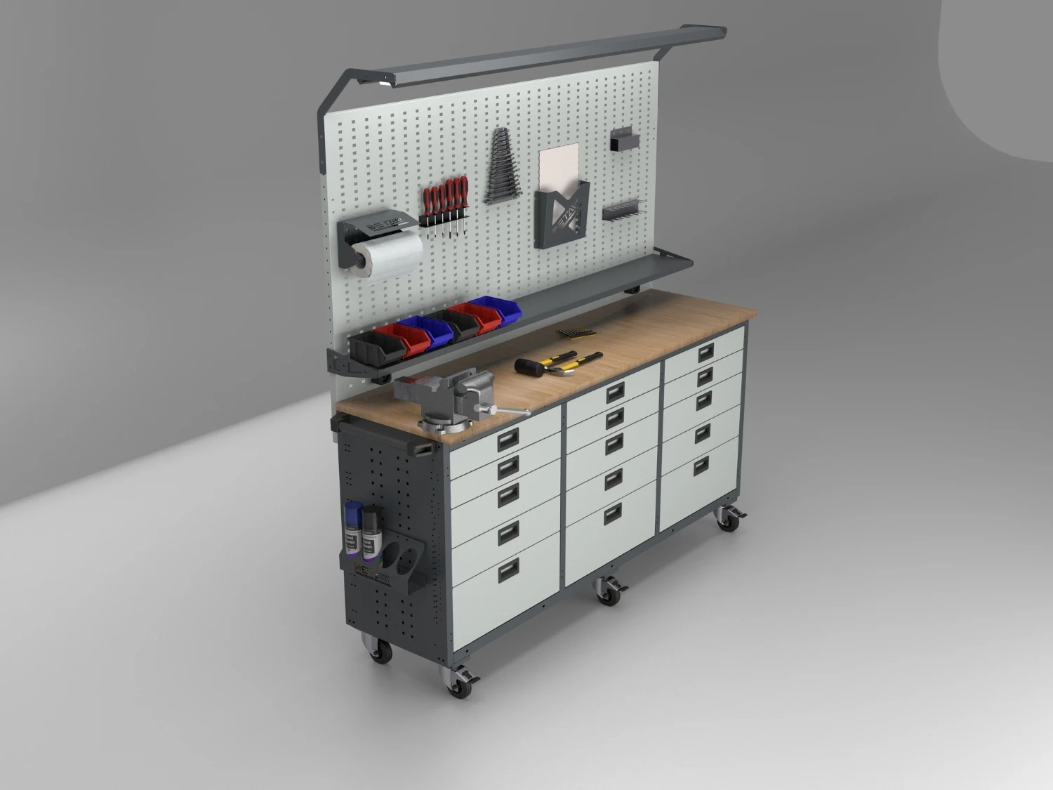 Factory Direct OEM Modular Heavy Duty Modern European Tool Workbench Cabinet 15 Drawers Rolling Storage Electrostatic Powder