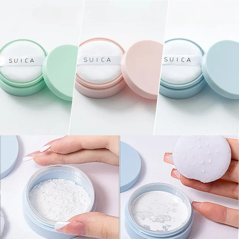 Portable Powder Container Empty Loose Powder Jars with Mirror Powder Puff Reusable Cosmetic Sifter Loose Jar Travel Makeup Tools