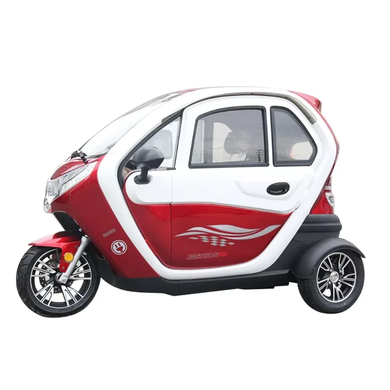Mini Scooter Tricycle with Roof for Adult Passenger Transport Electric New Energy Solar Panels Enclosed Electric Tricycle