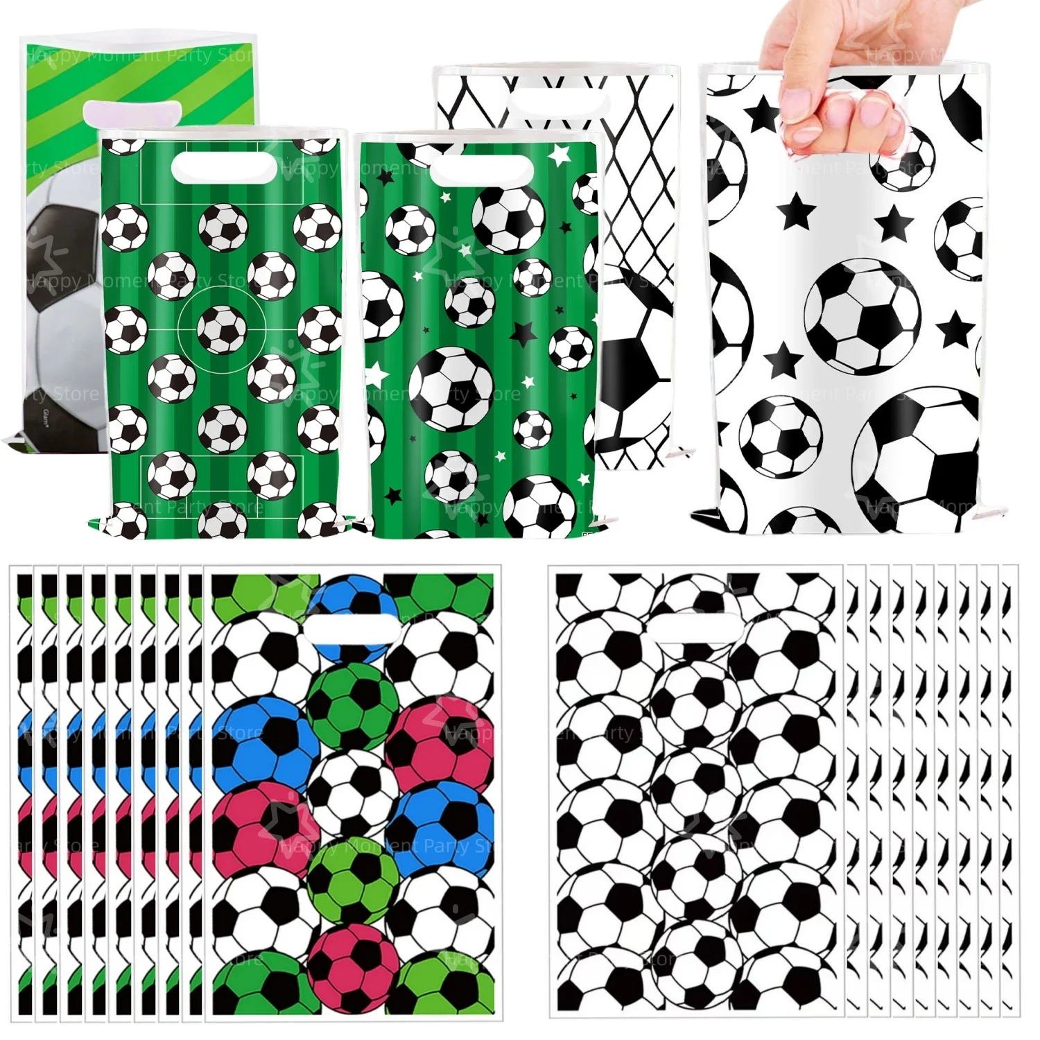 10/30/50Pcs Soccer Gift Bags Soccer Goodie Bags Football Theme Gift Bags for Birthday Party Favors Sports Events Gathering Decor