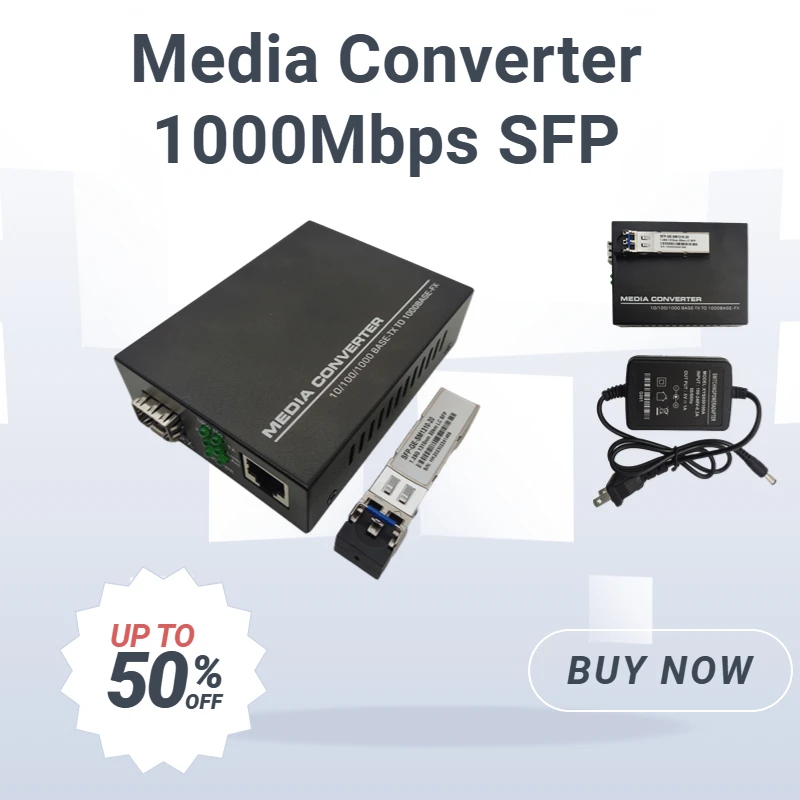 Fiber Optic Media Converter 1Gb SFP  RJ45 10Mbps/100Mbps/1000Mbps LC 20km SFP  Switch with SFP Module Free shipping