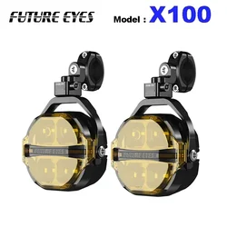 FUTURE EYES X100 ADV Motorcycle Auxiliary Spotlight 180W Fog LED Through Running Lights with Fill Lights Wired Backlight Switch
