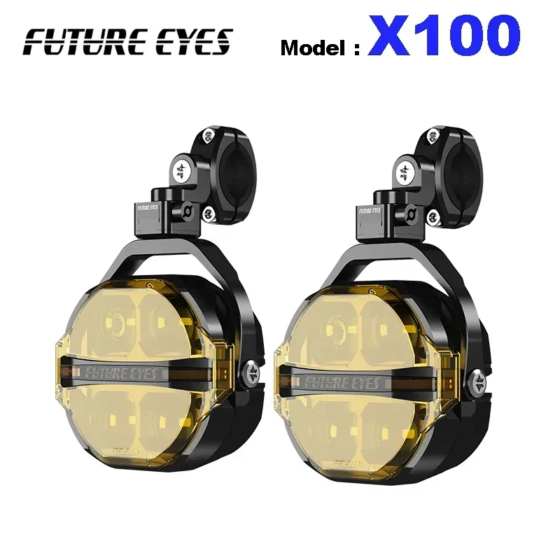 FUTURE EYES X100 ADV Motorcycle Auxiliary Spotlight 180W Fog LED Through Running Lights with Fill Lights Wired Backlight Switch