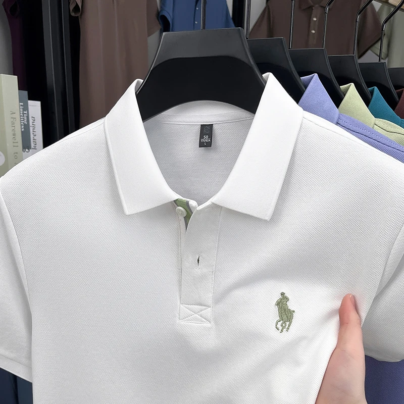 New Summer Menswear Trend Lapel Polo Short Sleeve Fashion Embroidered Comfortable Breathable Top