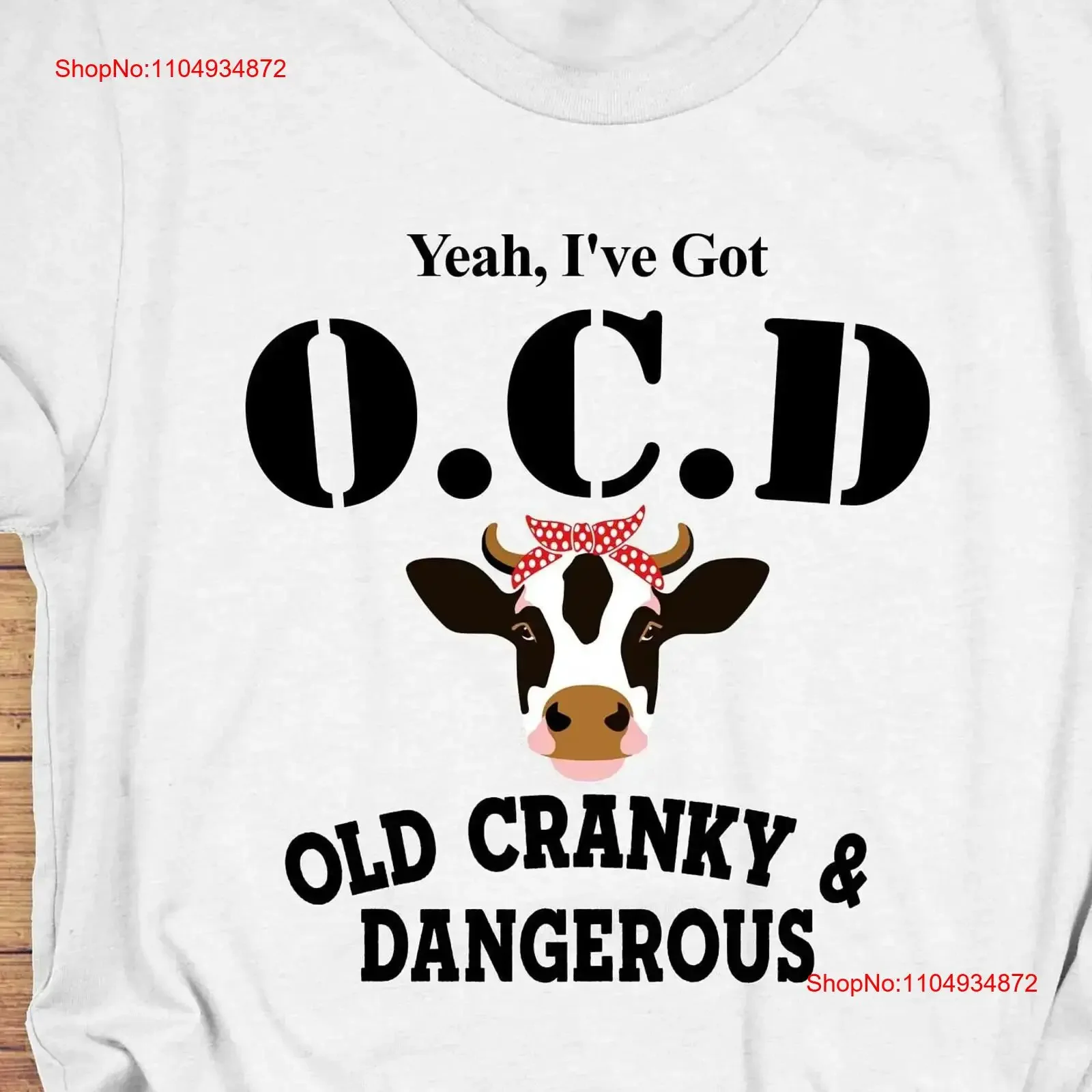 

Funny Animal Sarcastic T Shirt Cow Yeah I've Got OCD vintage Washed Versatile Soft Stretched homme Breathable Stylish Slightly