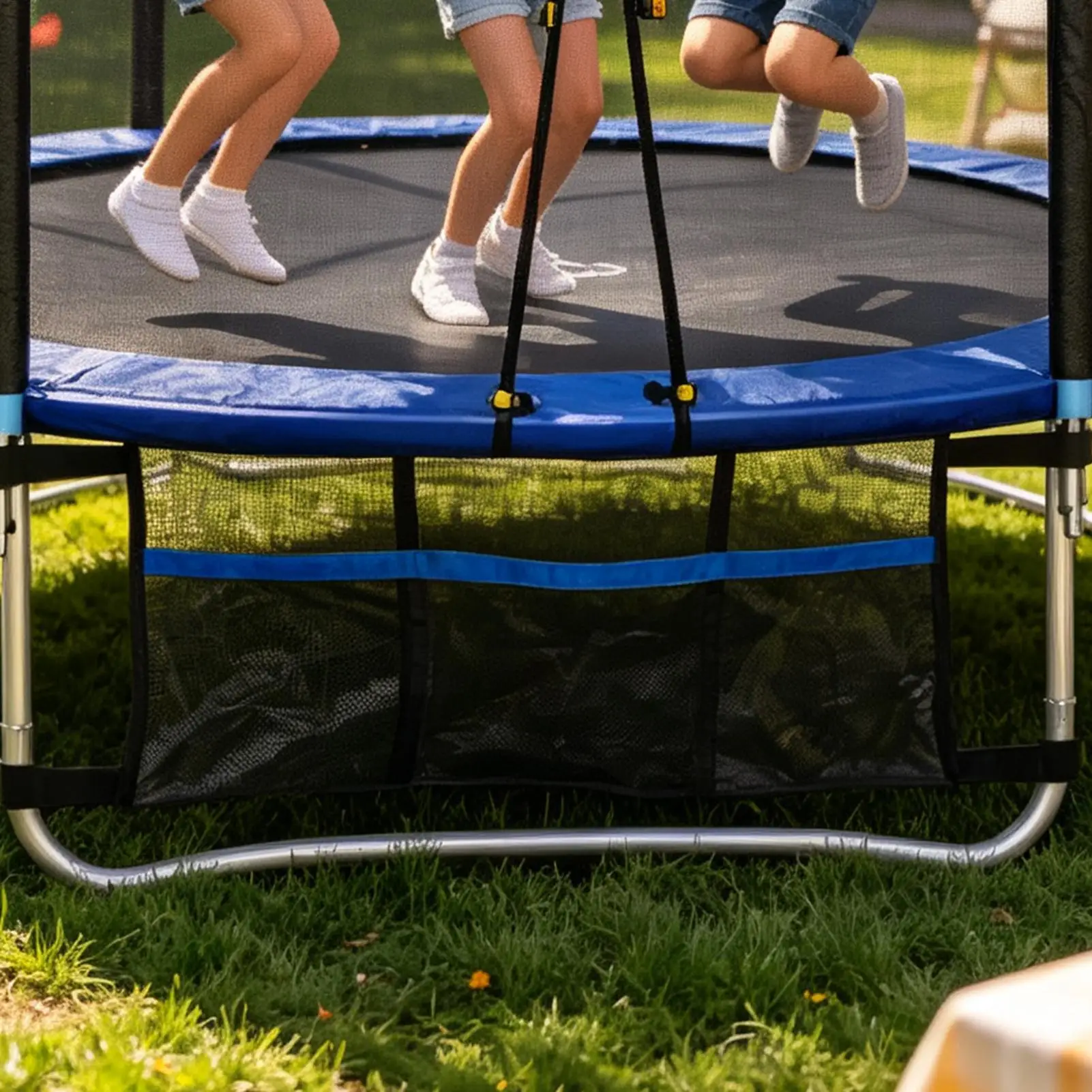 Trampoline Shoe Organizer 3-Pocket Hangable Easy-Install Container Trampoline Shoe Storage Mesh Bag for Sneakers Socks Towels