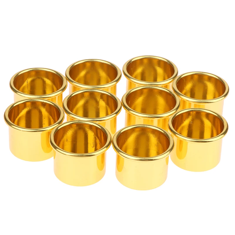 10Pcs Mini Round Candle Cup Gold DIY Candlestick Making Tray Holder Container Accessory Aluminium Home Party Decor Parts