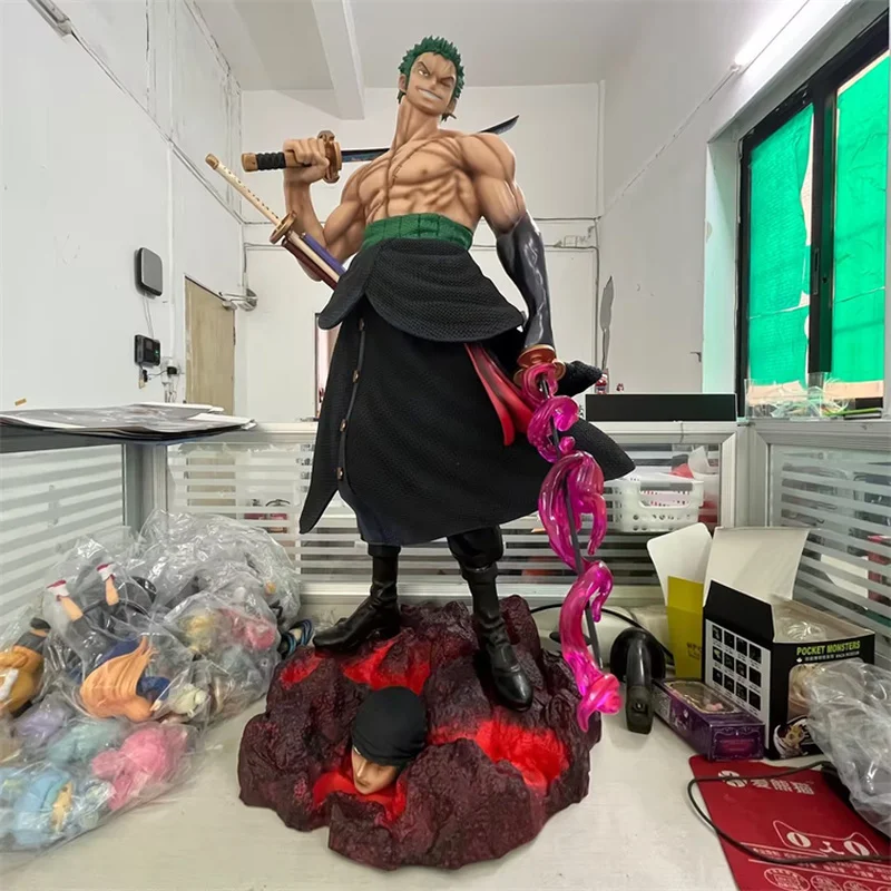 One Piece GK Plattform Großes Messer Tragen Doppelköpfige Schnitzerei Szene Statue Box Handheld Modell Spielzeug für Sammler