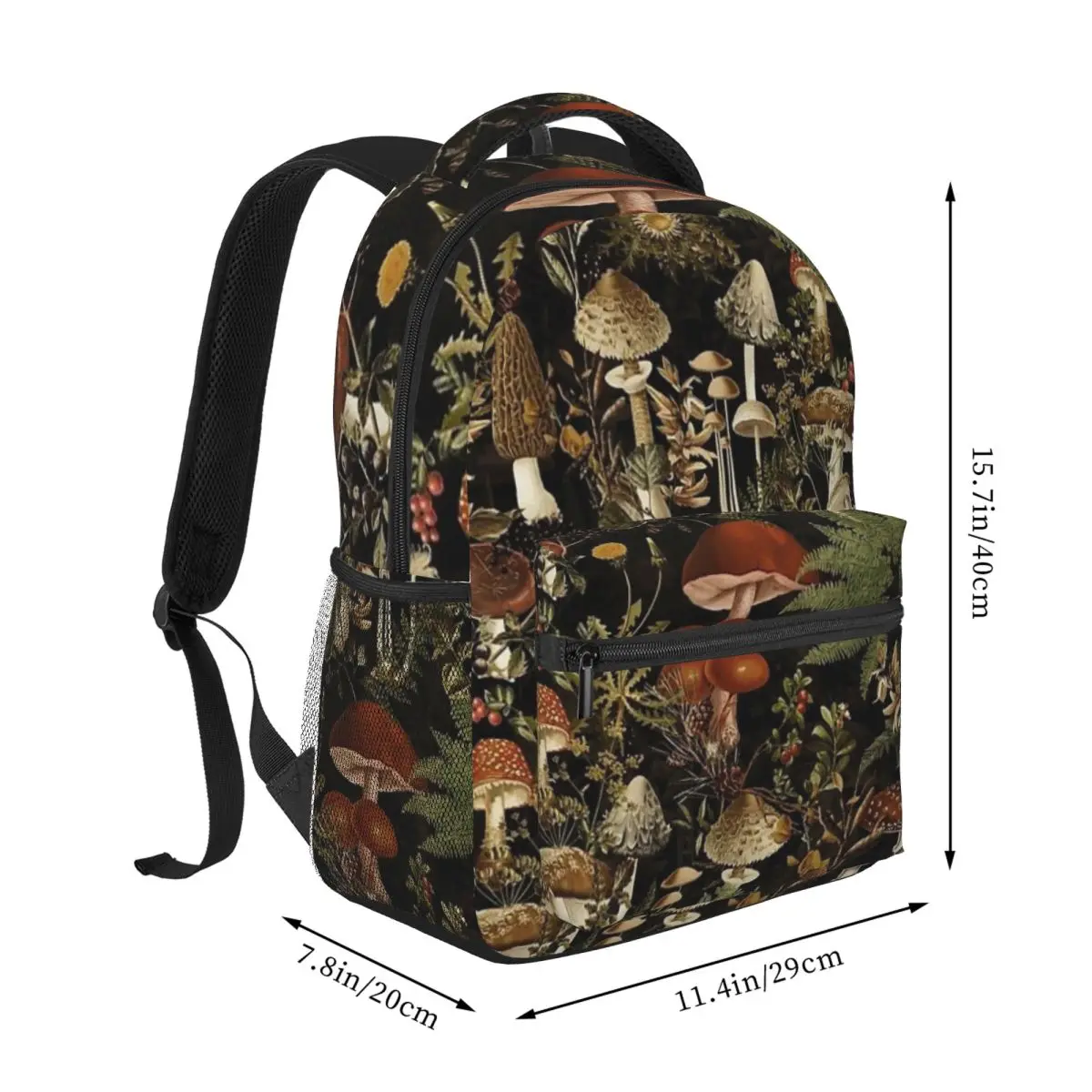 Vintage Midnight Mushrooms Forest Botanical Cartoon Anime Cute Light Waterproof Backpacks Stitch Students Bag 16inch