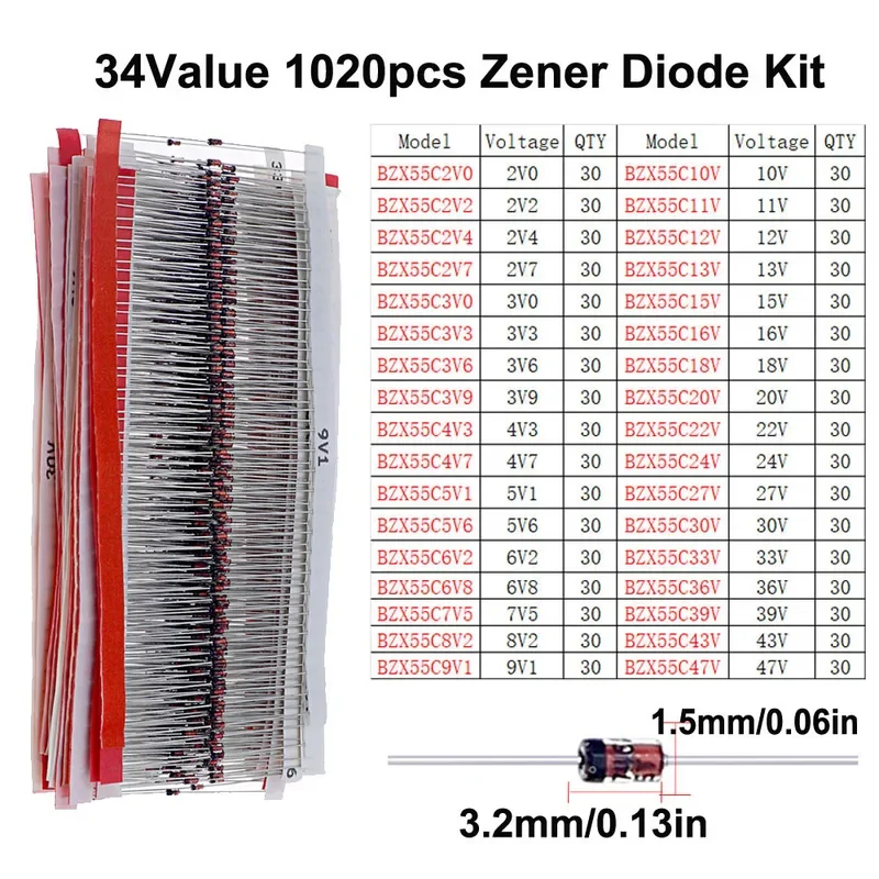 DIP SMD Zener Diode TVS Diodes Fast Switching Schottky Diode Assorted Kit DIY Mix Electronic set