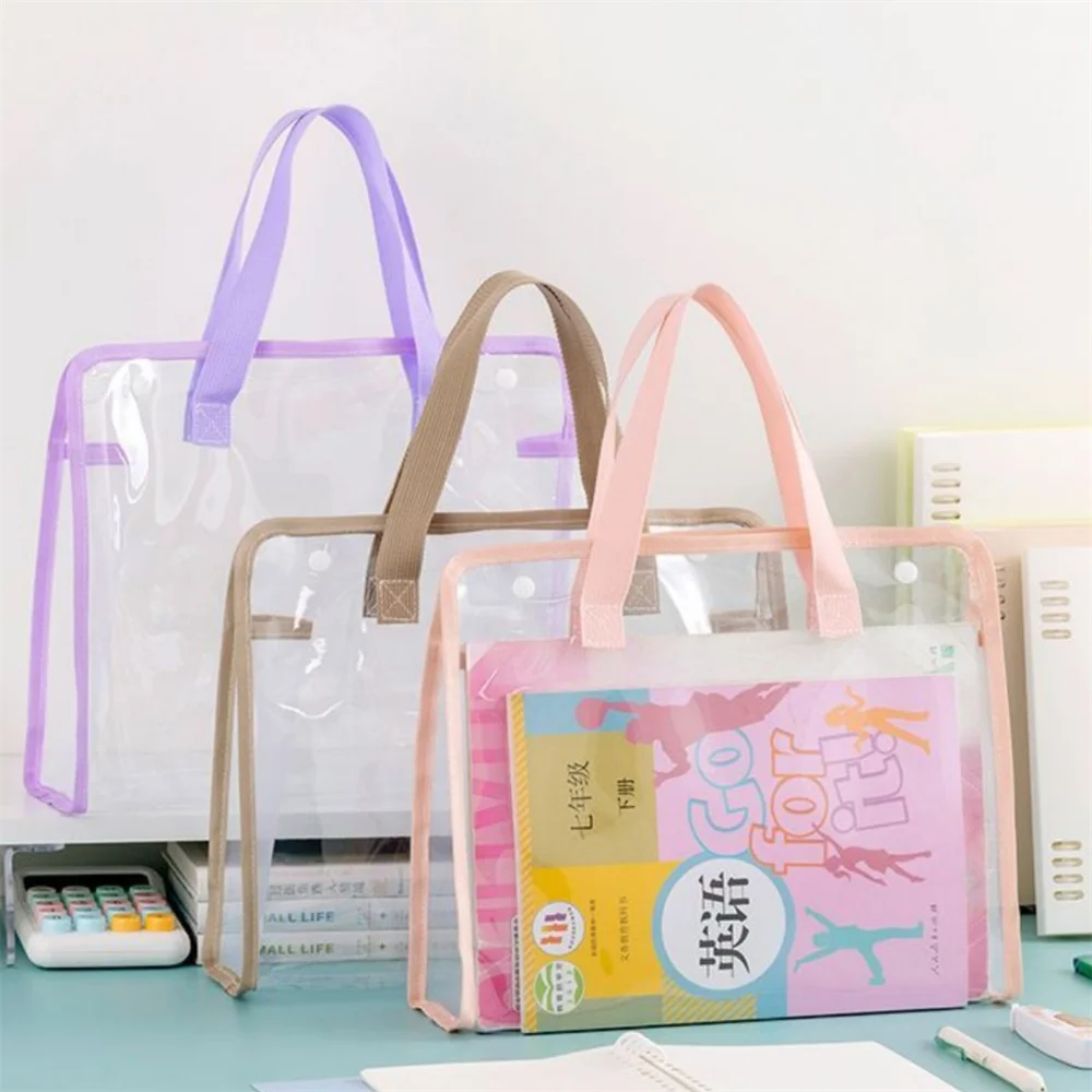 A4 File Organizer Handbag PVC Book Storage Bag Large Capacity Document Folder Business Portable Bags Students Office Supplies
