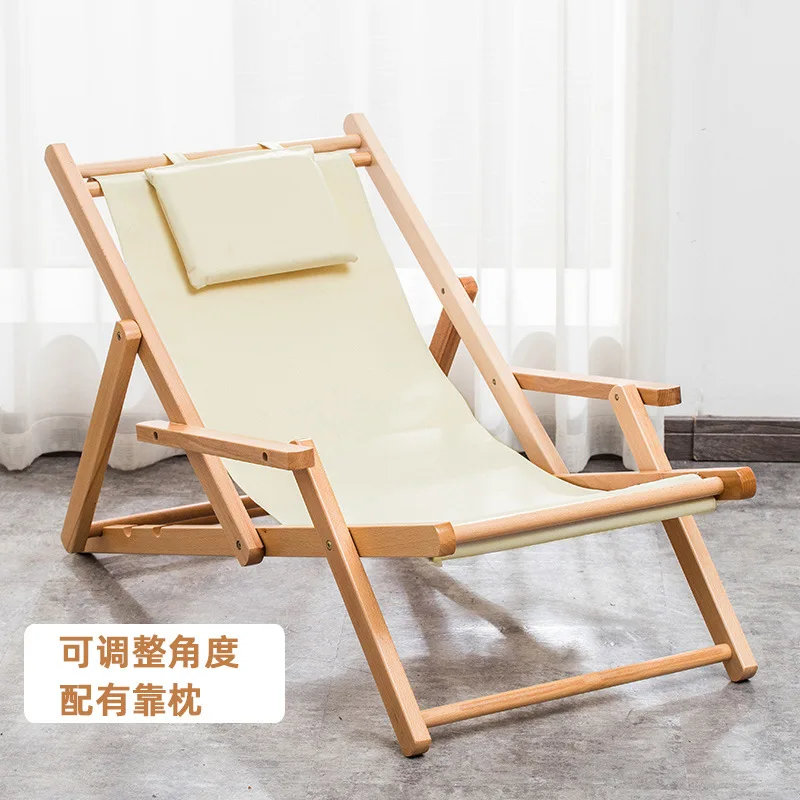 

Portable Sun Loungers Outdoor Lounge Chair Adjustable Height Wooden Adult Applicable with a Headrest Stable Durable Practical